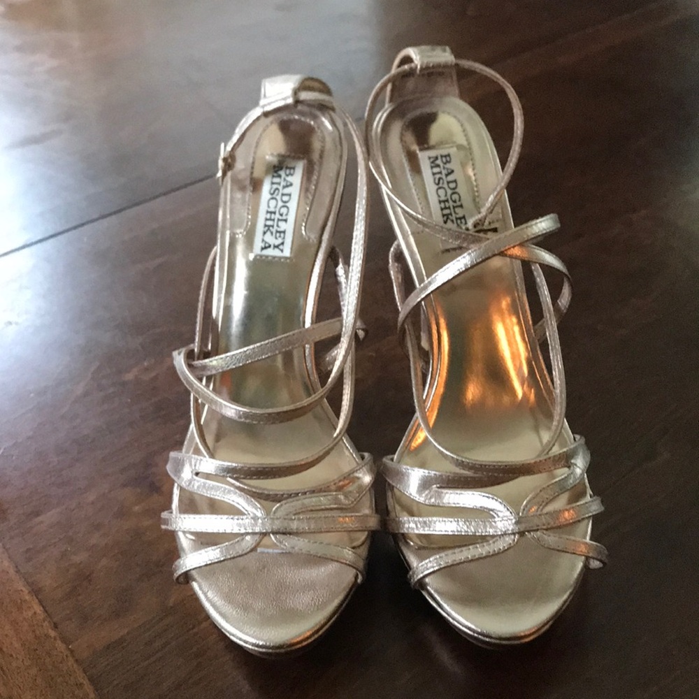 Badgley Mischka rose gold sandals